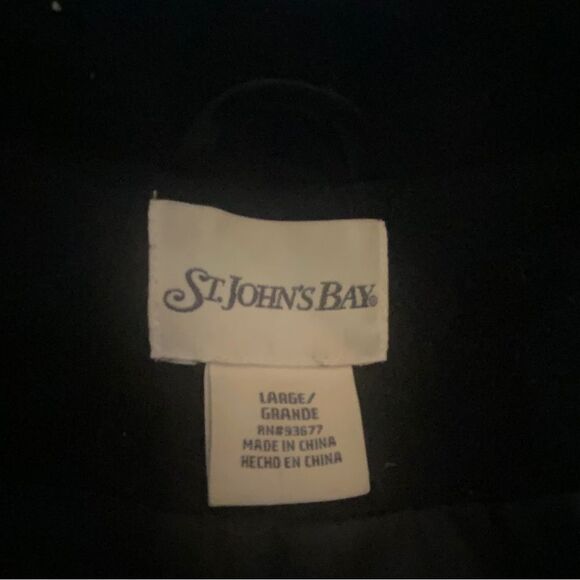 St. John's Bay Black Double Breasted Wool/Cashmere Blend Casual Peacoat Size Lg - Picture 5 of 8